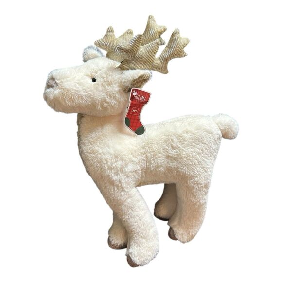 Pier 1 Imports White Gold Gillian Reindeer Deer Plush Soft Toy Stuffed 18" - Picture 1 of 7